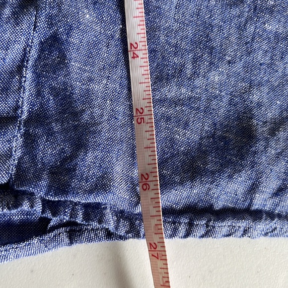 Foxcroft Women's 100% Linen Blue Button Down Long Sleeve Blouse Top Size XL - Picture 7 of 7